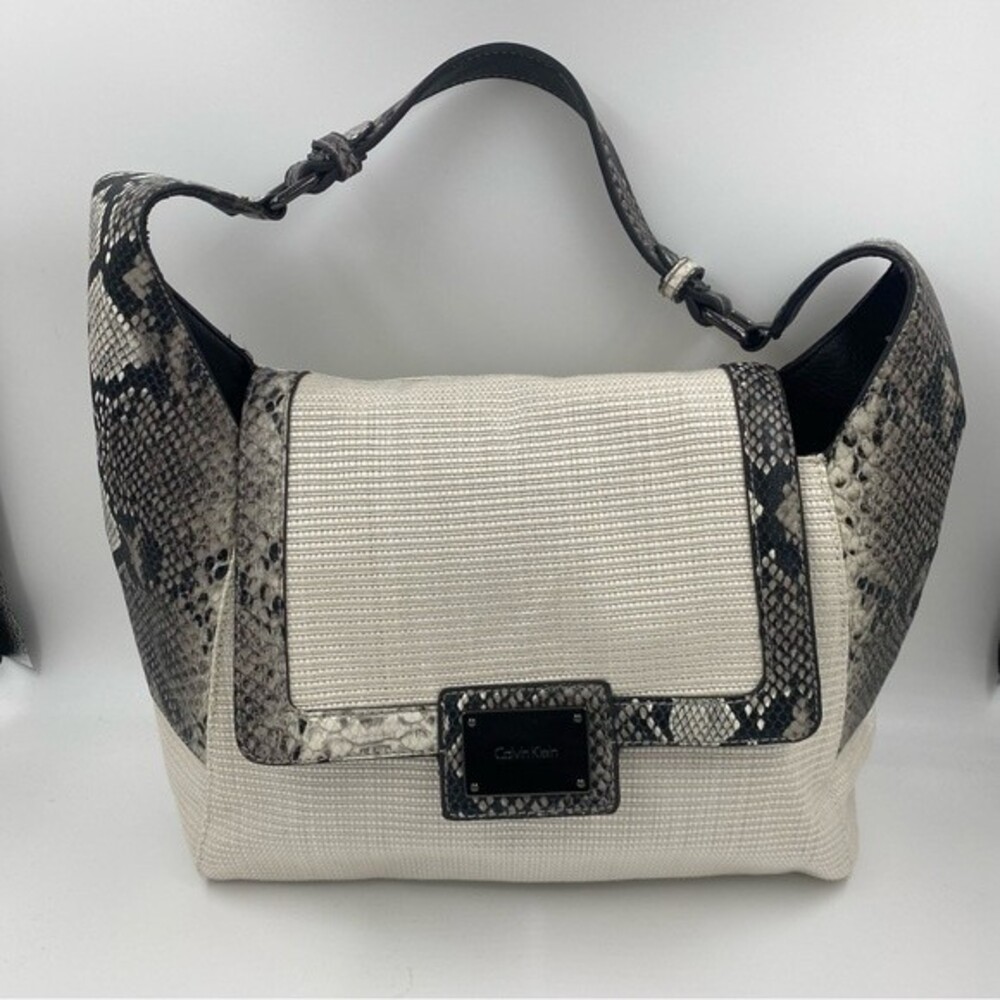Calvin Klein White‎ Snakeskin Shoulder Bag